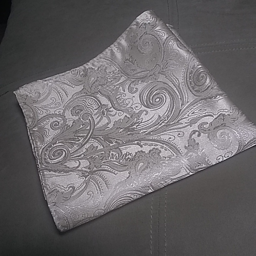 cream paisley satin pocket square